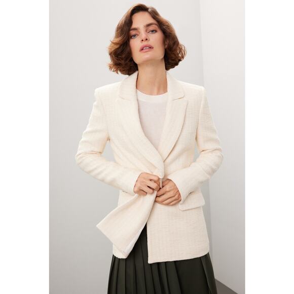 Maje Jackets & Blazers - MAJE Off-White Tweed Creamy Oversized Vileno Blazer size 38 Flawed